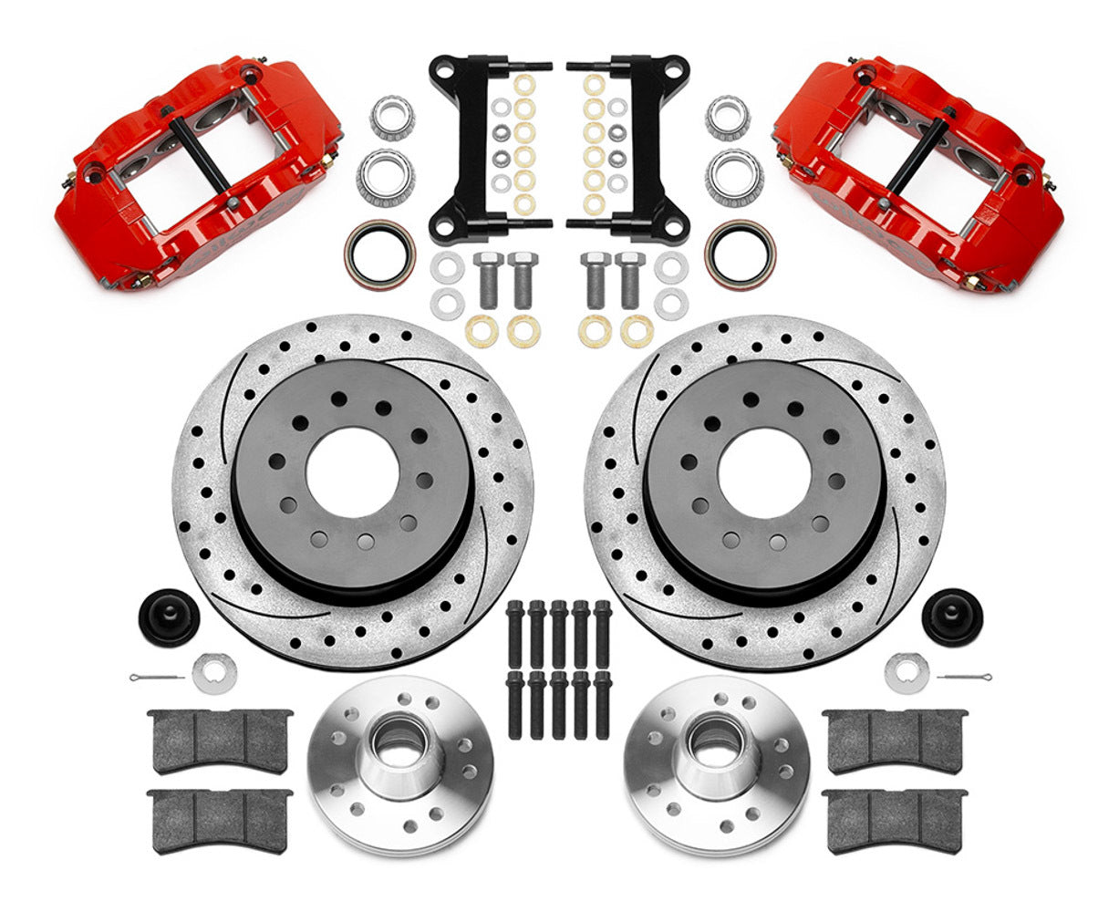 Wilwood 140-15948-DR Front Brake Kit for GM C1500 1988-1998 with 12.19 Inch Drilled and Slotted Iron Rotors and 6-Piston Calipers