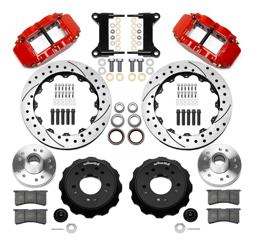 Wilwood 140-15949-DR Front Brake Kit for GM C1500 1988-1998 with 13.06-Inch Drilled and Slotted Iron Rotors and Six-Piston Calipers