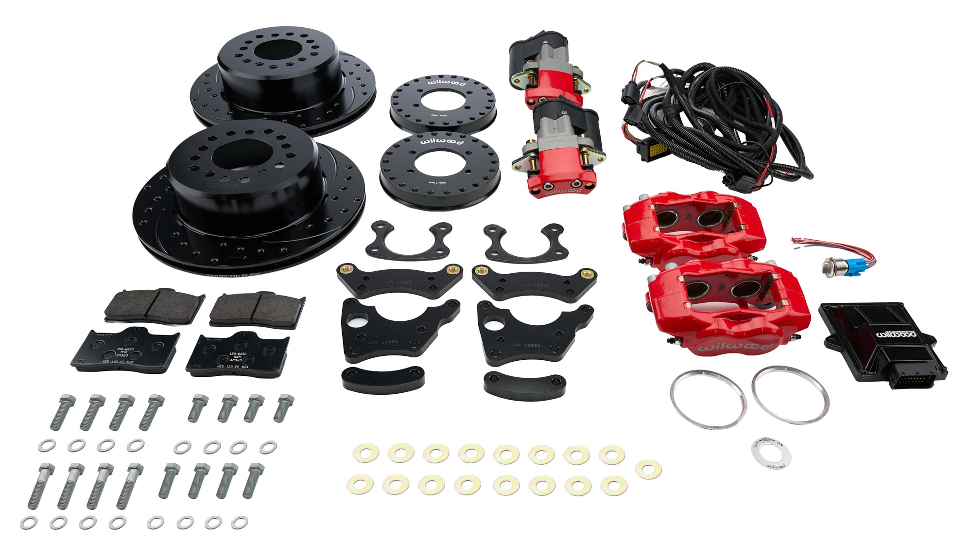 Wilwood 140-16150-DR Forged Dynalite Rear Brake Kit with 4-Piston Caliper and 12.19 Inch Slotted Iron Rotor for Small Ford