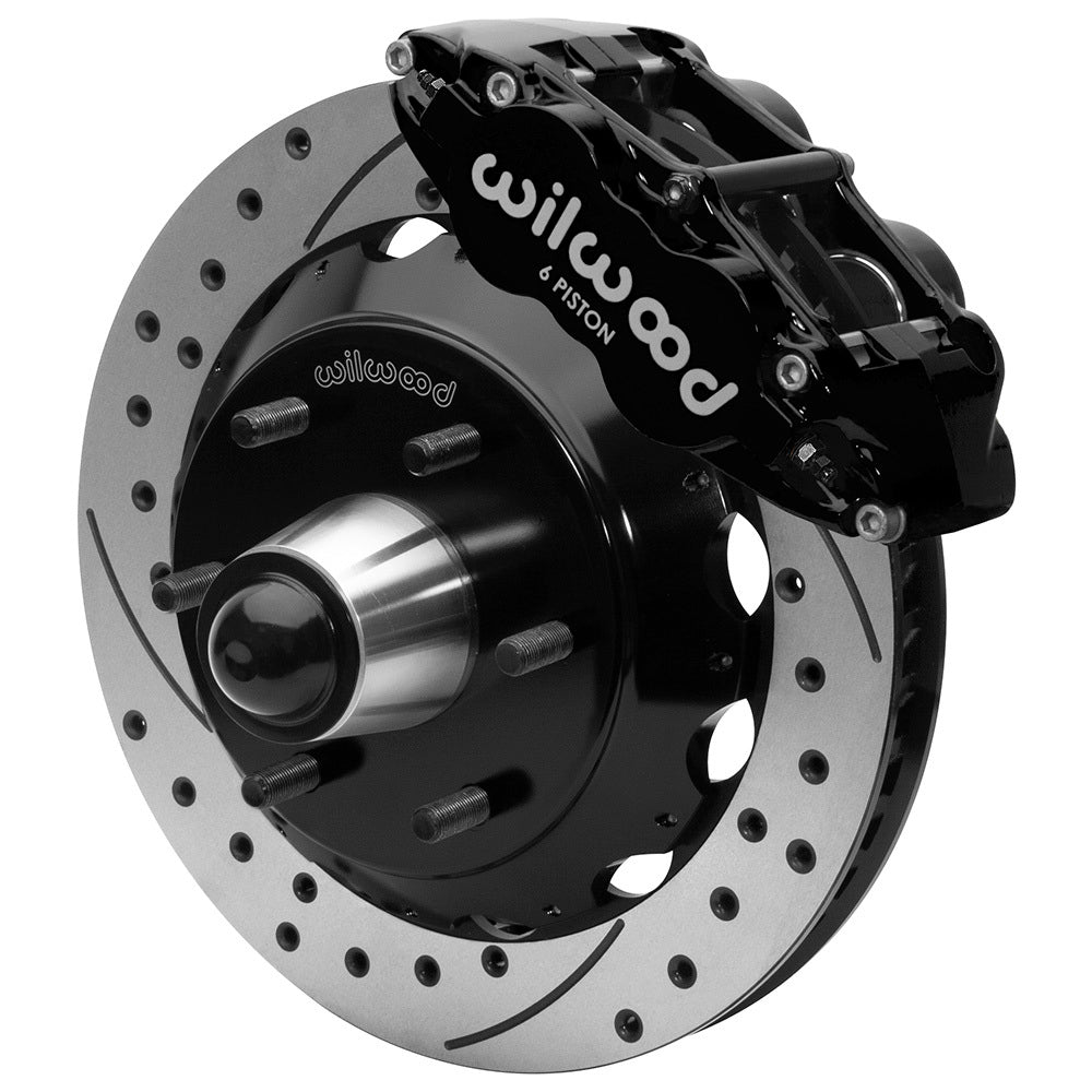 Wilwood 140-16457-D Forged Narrow Superlite 6R Front Brake Kit with 13 Inch Drilled and Slotted Iron Rotor, 6 Piston Caliper, Aluminum Black Powder Coat for GM C10 6-Lug Vehicles