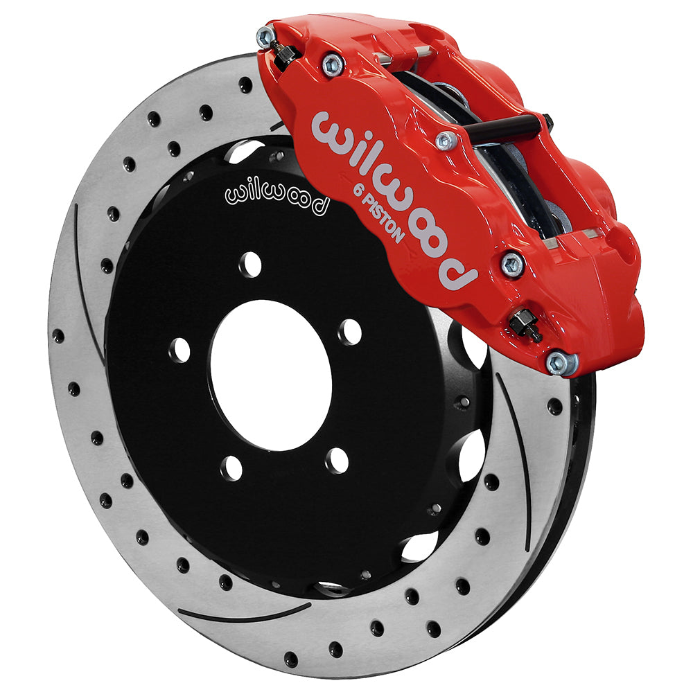 Wilwood 140-16847-DR Forged Narrow Superlite 6R Front Brake Kit for Honda Civic 2013-2024 with 12.88 Inch Drilled and Slotted Iron Rotor, Red Powder Coat