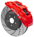 Wilwood 140-17004-DR SX6R Front Brake Kit for Chevy Corvette C8, 6 Piston Caliper, 15 Inch Drilled and Slotted Iron Rotor, Red Powder Coat