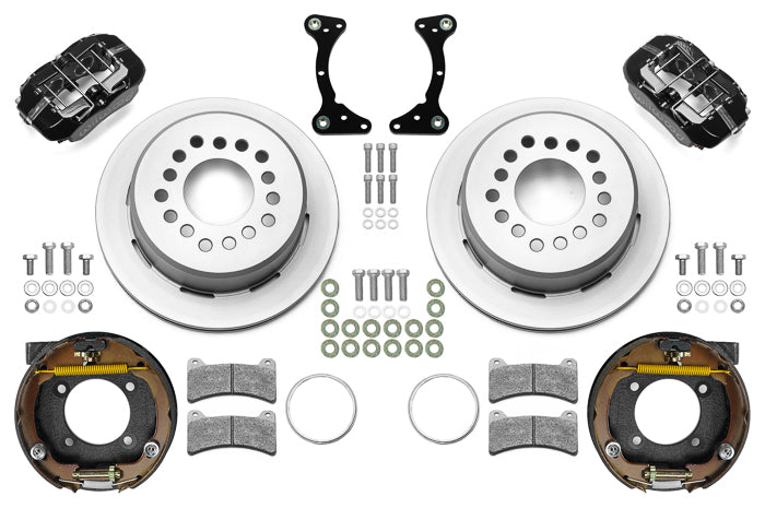 Wilwood 140-17120 Forged Dynapro Low-Profile Rear Brake Kit for GM G-Body with 11 Inch Plain Iron Rotor and 4 Piston Aluminum Caliper, Black Powder Coat Finish
