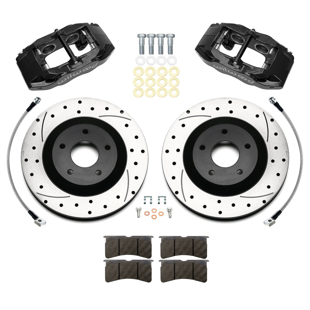 Wilwood 140-17669-D Front Brake Kit for Chevrolet Corvette C5 1997-2004 with 4-Piston Calipers and 12.8-Inch Drilled and Slotted Iron Rotors