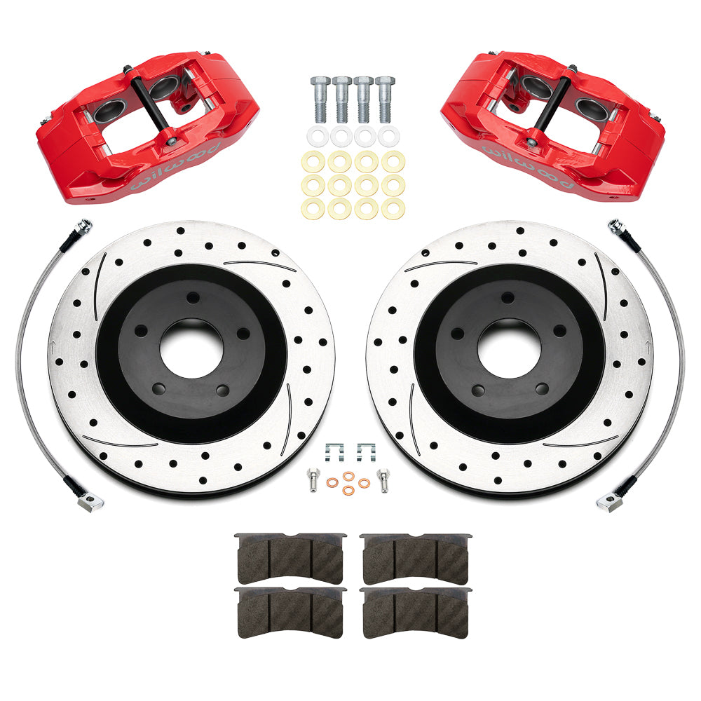 Wilwood Brake System Kit for Chevrolet Corvette C5 1997-2004 Front SLC56 4-Piston Caliper with 12.8-Inch Drilled and Slotted Iron Rotor