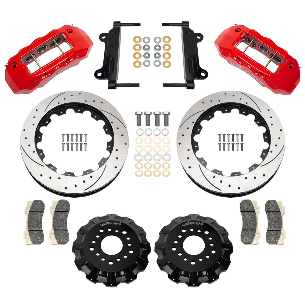 Wilwood KIT140-18123-DR Tactical Xtreme TX6R Front Brake System with 4-Piston Calipers, 16-Inch Slotted and Drilled Iron Rotors, Aluminum Red Powder Coat for GM Fullsize Trucks and SUVs 1963-1987