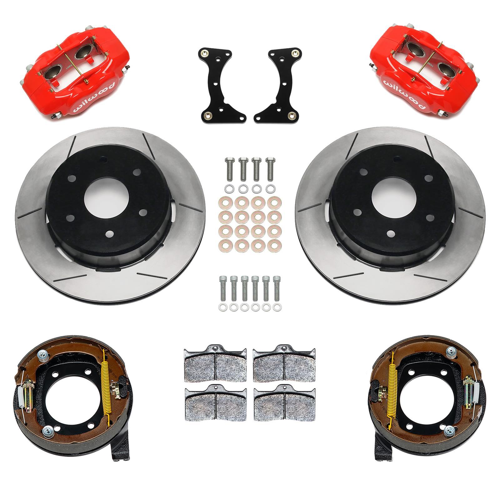 Wilwood 140-18158-R Rear Forged Dynalite Brake Kit for GM Fullsize SUVs, 12.19 Inch Slotted Iron Rotor, Red Powder Coat