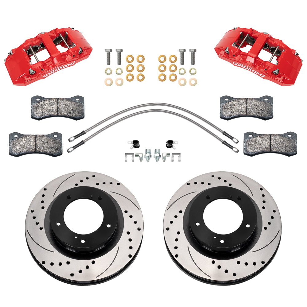 Wilwood 140-18357-DR Aero6 DM Front Brake Kit for Toyota Tundra 2007-2015 with 6 Piston Calipers and 13.39 Inch Drilled and Slotted Iron Rotors