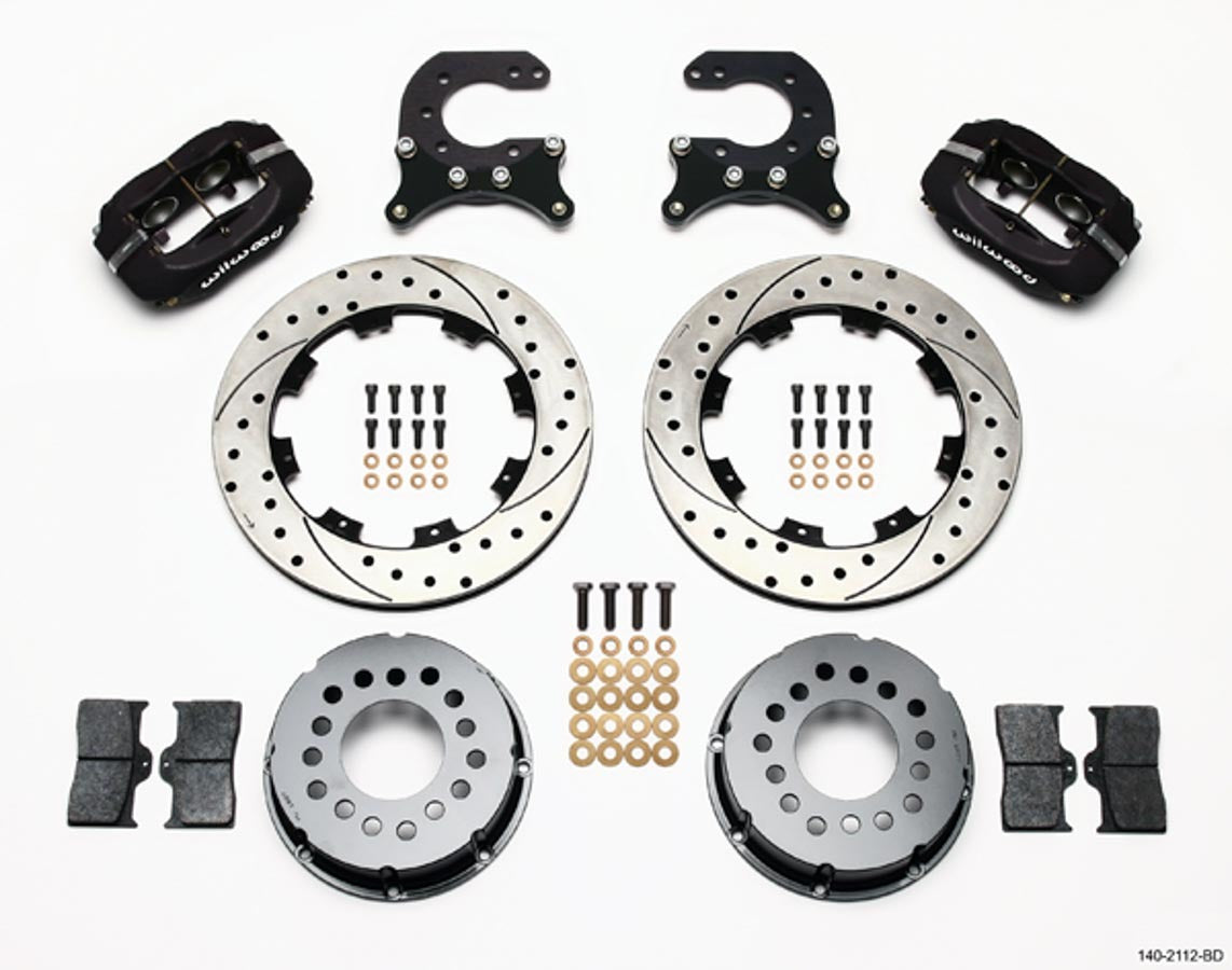 Wilwood 140-2112-BD Dynalite Rear Brake System with 4-Piston Caliper and 12-Inch Drilled and Slotted Iron Rotors for GM 12-Bolt