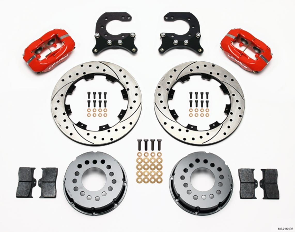 Wilwood 140-2112-DR Rear Brake Kit for Chevy 12-Bolt with 4-Piston Dynalite Caliper and 12-Inch Drilled and Slotted Iron Rotor