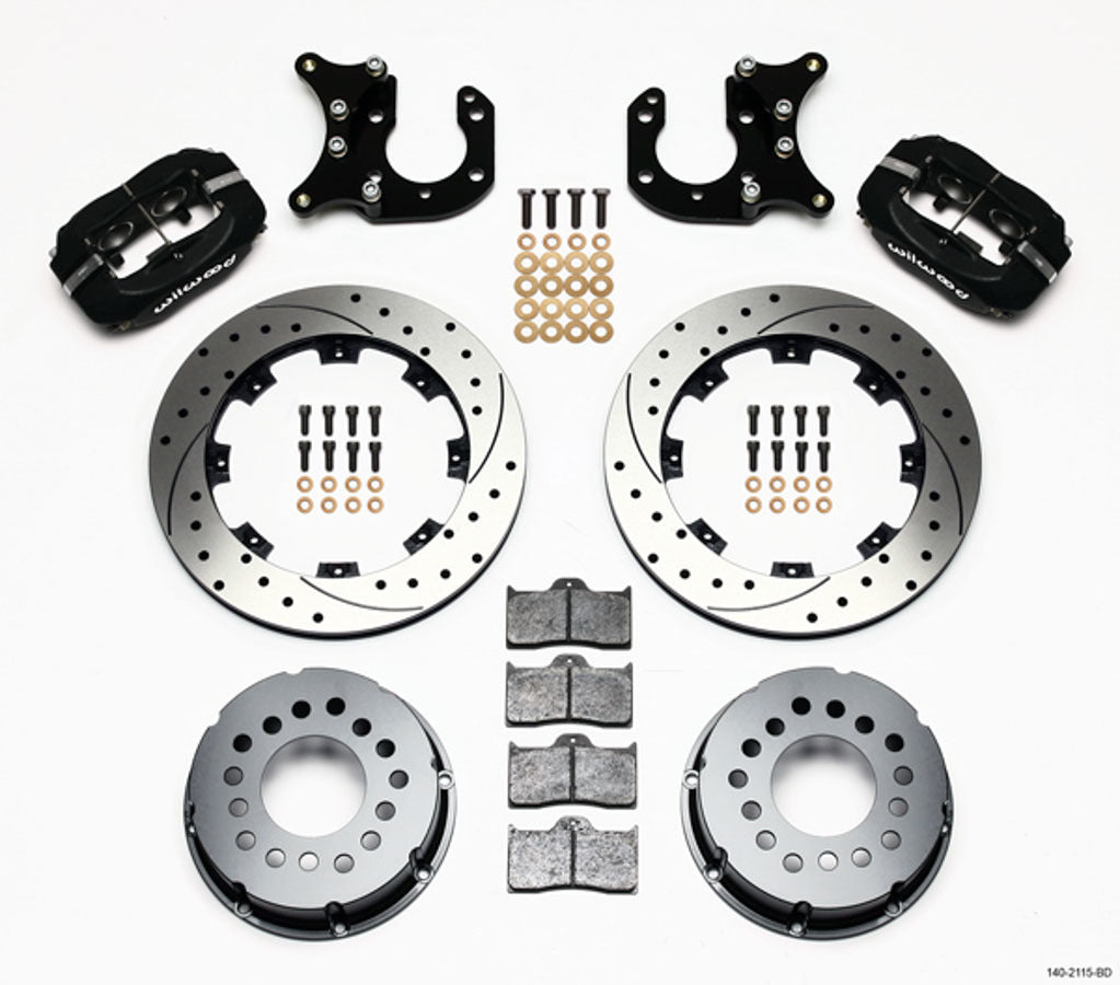 Wilwood 140-2115-BD Dynalite Rear Disc Brake Kit with 4-Piston Caliper and 12-Inch Drilled Slotted Iron Rotor for Big Ford Trucks