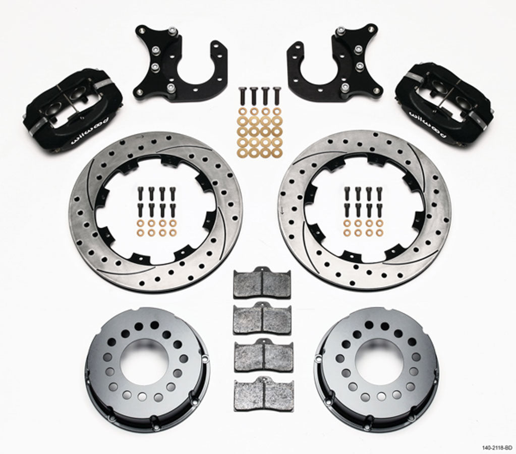 Wilwood 140-2118-BD Rear Brake System Kit with 4-Piston Caliper and 12 Inch Drilled Slotted Iron Rotor for Big Ford Trucks