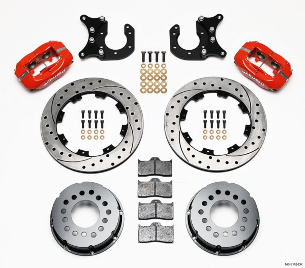 Wilwood 140-2118-DR Dynalite Rear Disc Brake Kit with 4 Piston Caliper and 12-Inch Drilled Slotted Iron Rotor for Big Ford Trucks
