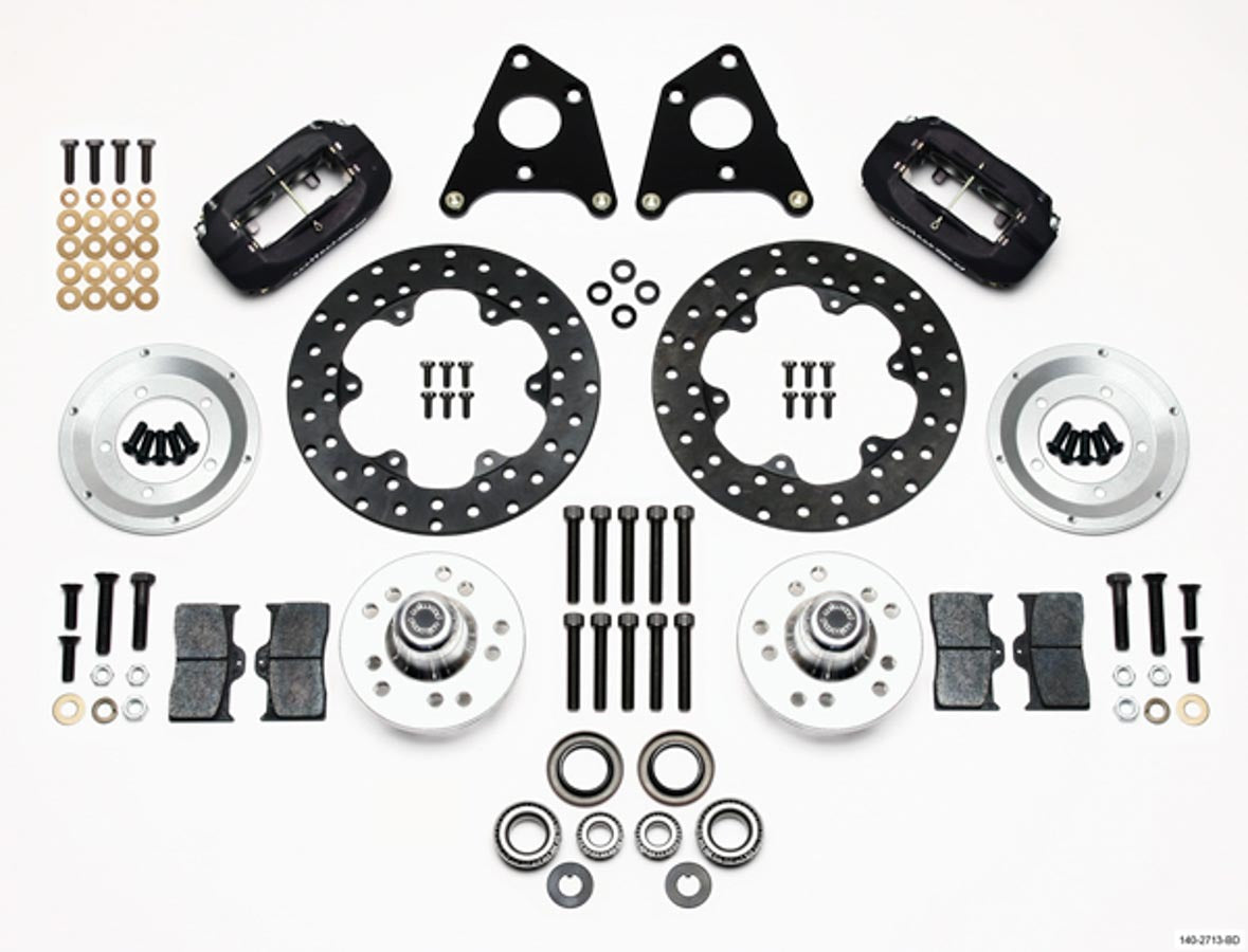 Wilwood 140-2713-BD Forged Dynalite Front Brake Caliper Kit for Dodge and Plymouth A-Body 1965-1972 with 10.75-Inch Drilled Solid Steel Rotors