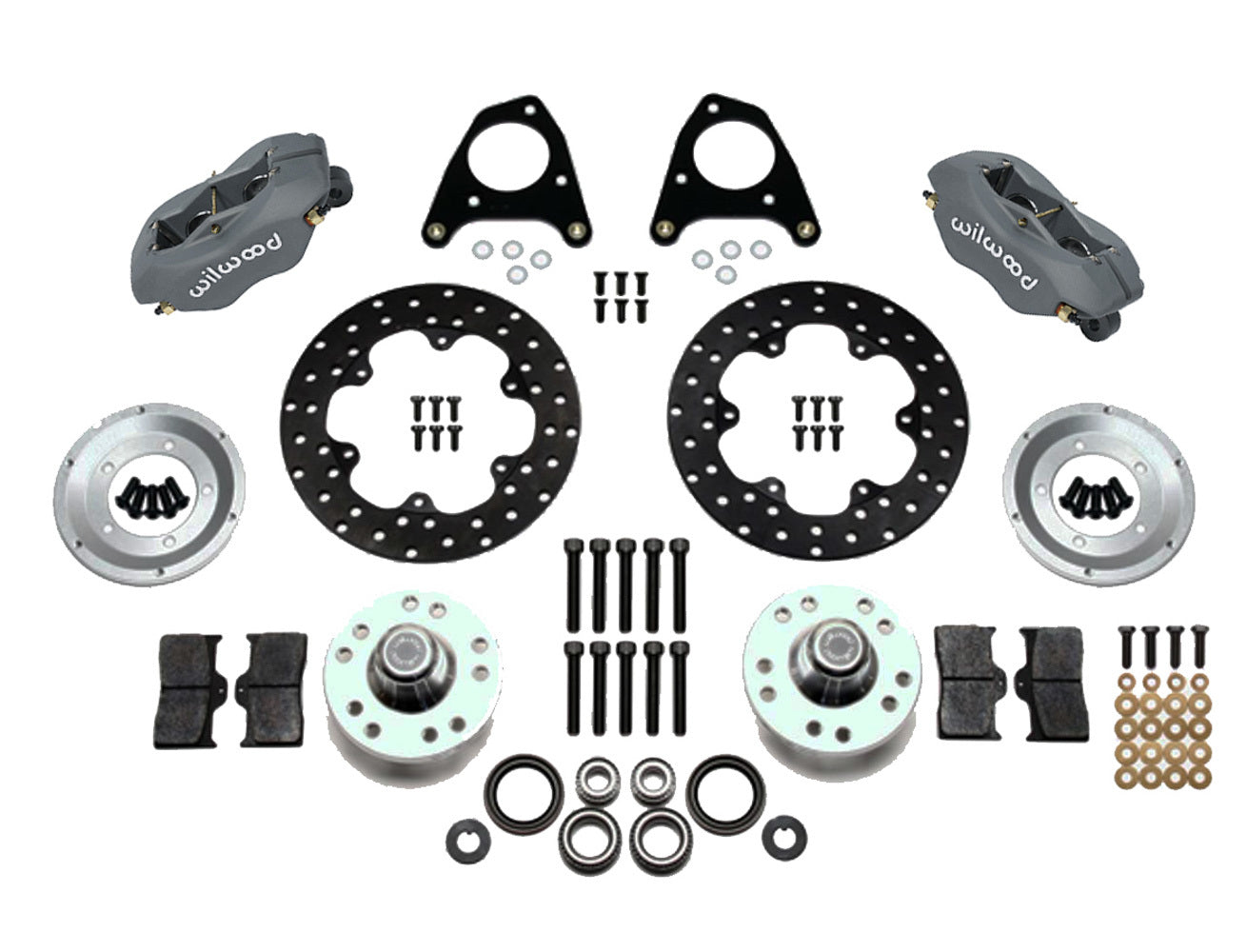 Wilwood 140-4503-BD Dynalite Front Brake Kit for Ford Mustang 1987-1993 with 4 Piston Calipers and 10.75 Inch Drilled Steel Rotors
