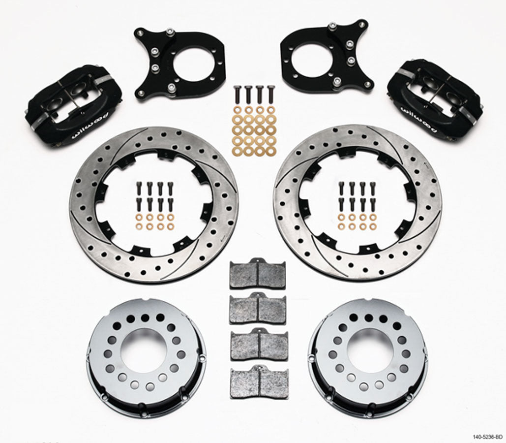 Wilwood 140-5236-BD Dynalite Rear Disc Brake Kit for Chevy 12-Bolt with 4-Piston Caliper and 12-Inch Drilled and Slotted Iron Rotors