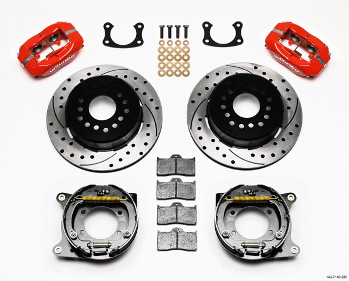 Wilwood 140-7140-DR Big Ford New Style Rear Brake System with 4-Piston Caliper and 12-Inch Drilled Slotted Iron Rotor