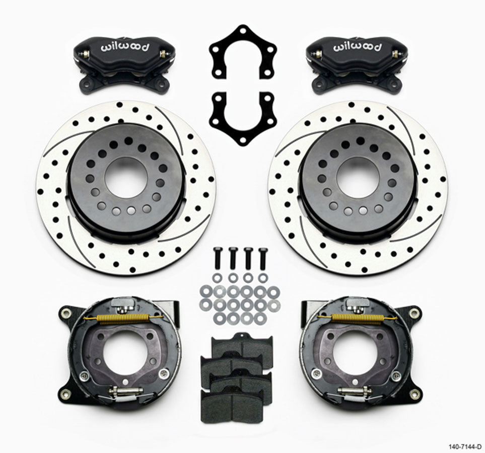 Wilwood 140-7144-D Dynalite Rear Brake System with 4 Piston Caliper and Drilled Slotted Iron Rotor for Mopar Dana Vehicles