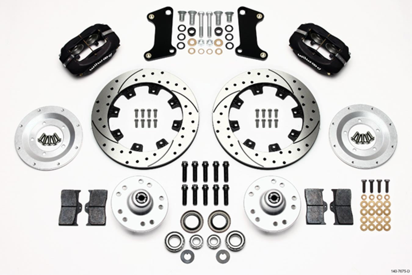Wilwood 140-7675-D Dynalite Front Brake Kit for 1967-1972 Chevrolet Camaro and Nova with 4-Piston Calipers and 12-Inch Drilled and Slotted Iron Rotors