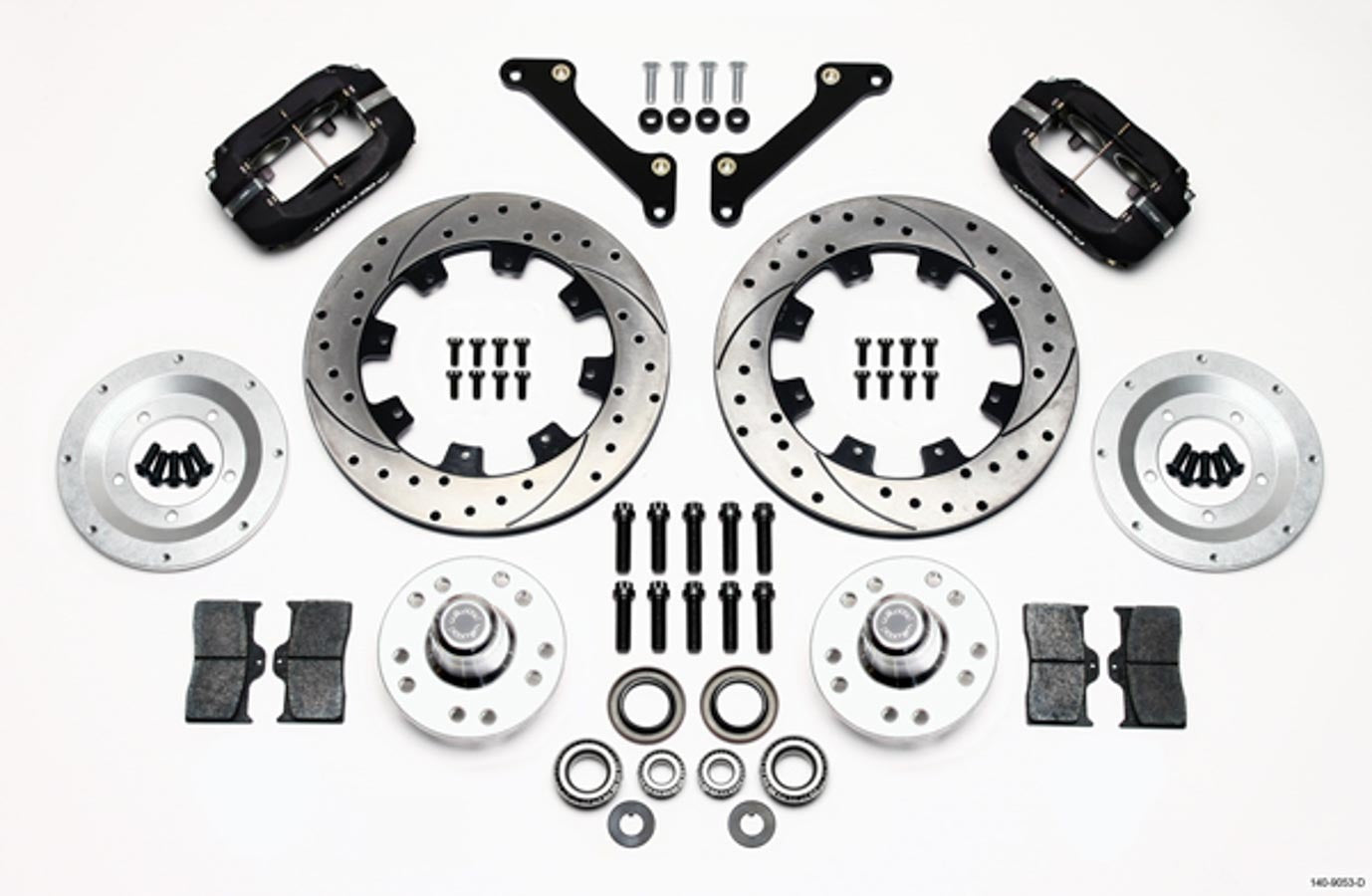 Wilwood 140-9053-D Dynalite Front Brake Kit for GM B-Body, F-Body, and X-Body 1979-1990 with 4 Piston Caliper and 12-Inch Drilled Slotted Iron Rotors