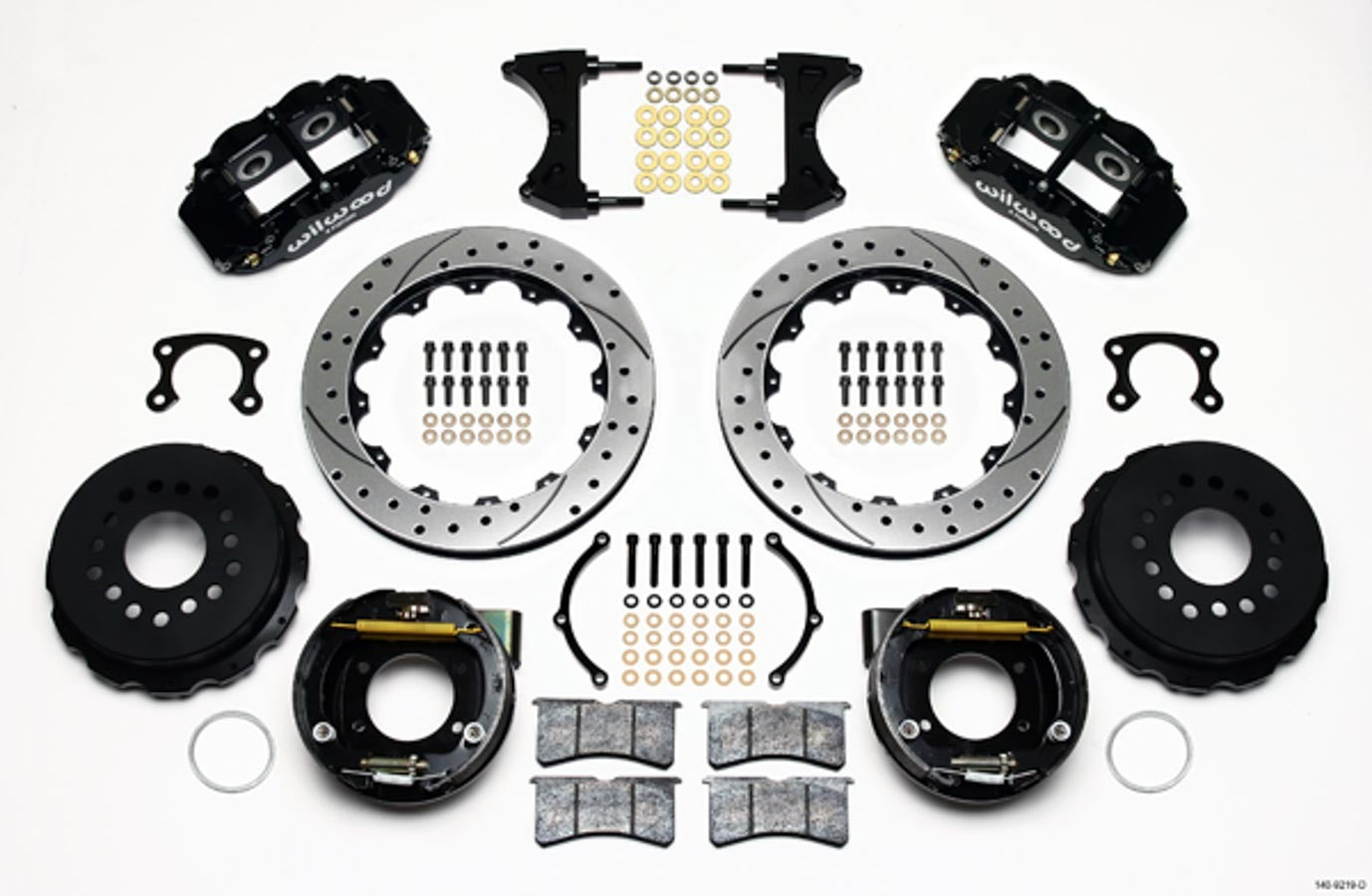 Wilwood 140-9219-D Rear Disc Brake Kit for Ford New Style with 12.88-Inch Drilled and Slotted Iron Rotor, Aluminum Caliper with Black Powder Coat