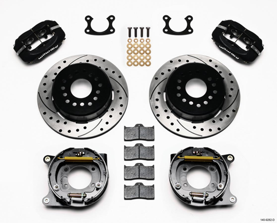 Wilwood 140-9282-D Dynalite Rear Brake System Kit with 4-Piston Calipers and 12-Inch Drilled Slotted Iron Rotors for Small Ford Vehicles