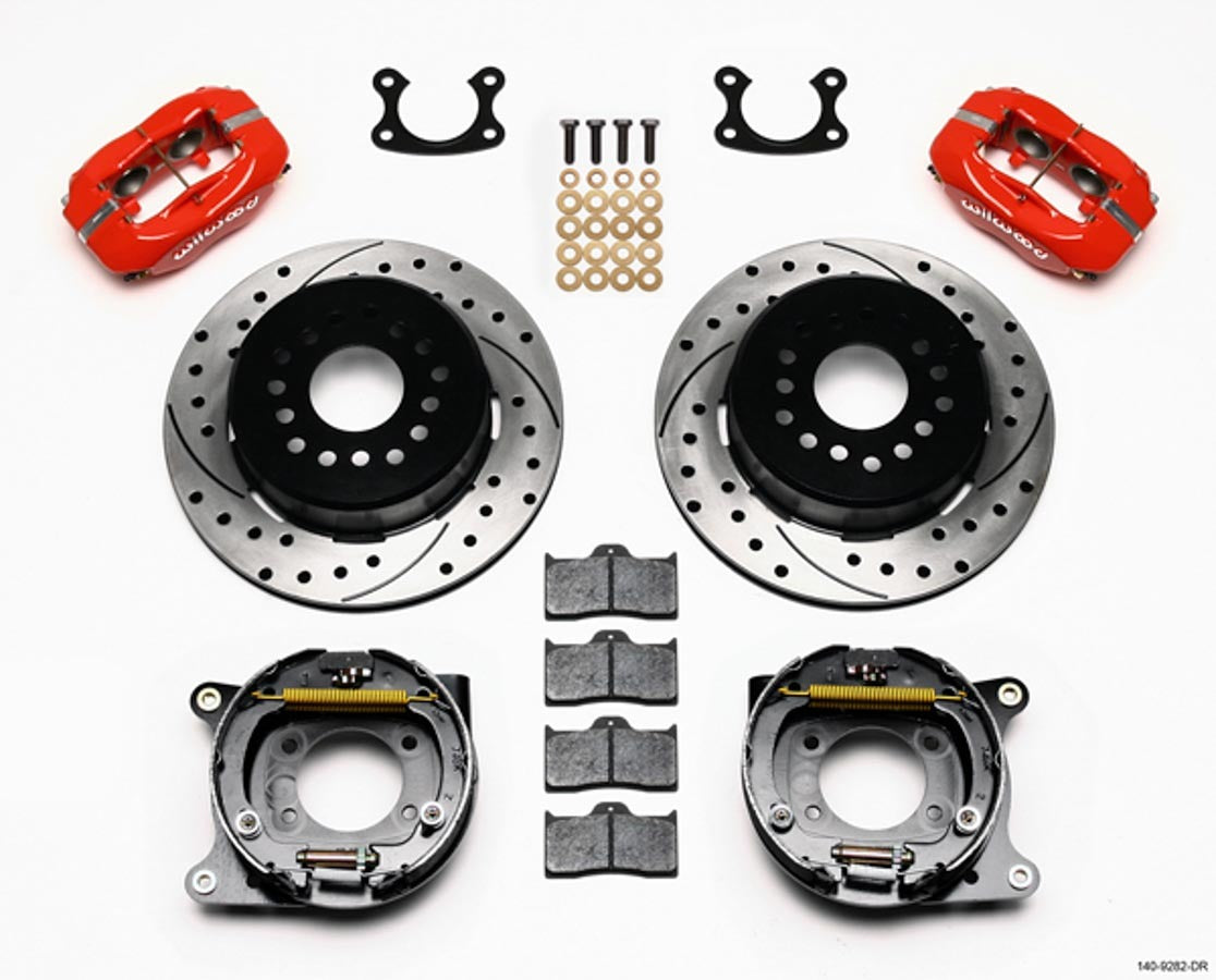 Wilwood 140-9282-DR Dynalite Rear Brake Kit with 4-Piston Caliper and 12.19 Inch Drilled Slotted Iron Rotor for Small Ford Vehicles