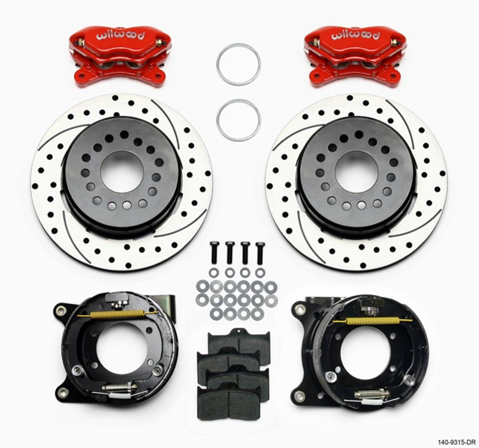 Wilwood 140-9315-DR Rear Brake Kit for GM 12 Bolt with 4-Piston Caliper and 12.188 Inch Drilled Slotted Iron Rotor
