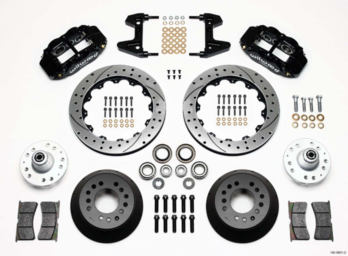 Wilwood 140-9801-D Dynalite Front Brake Kit for Ford Mustang 1974-1978 with 12.88 Inch Drilled and Slotted Iron Rotor
