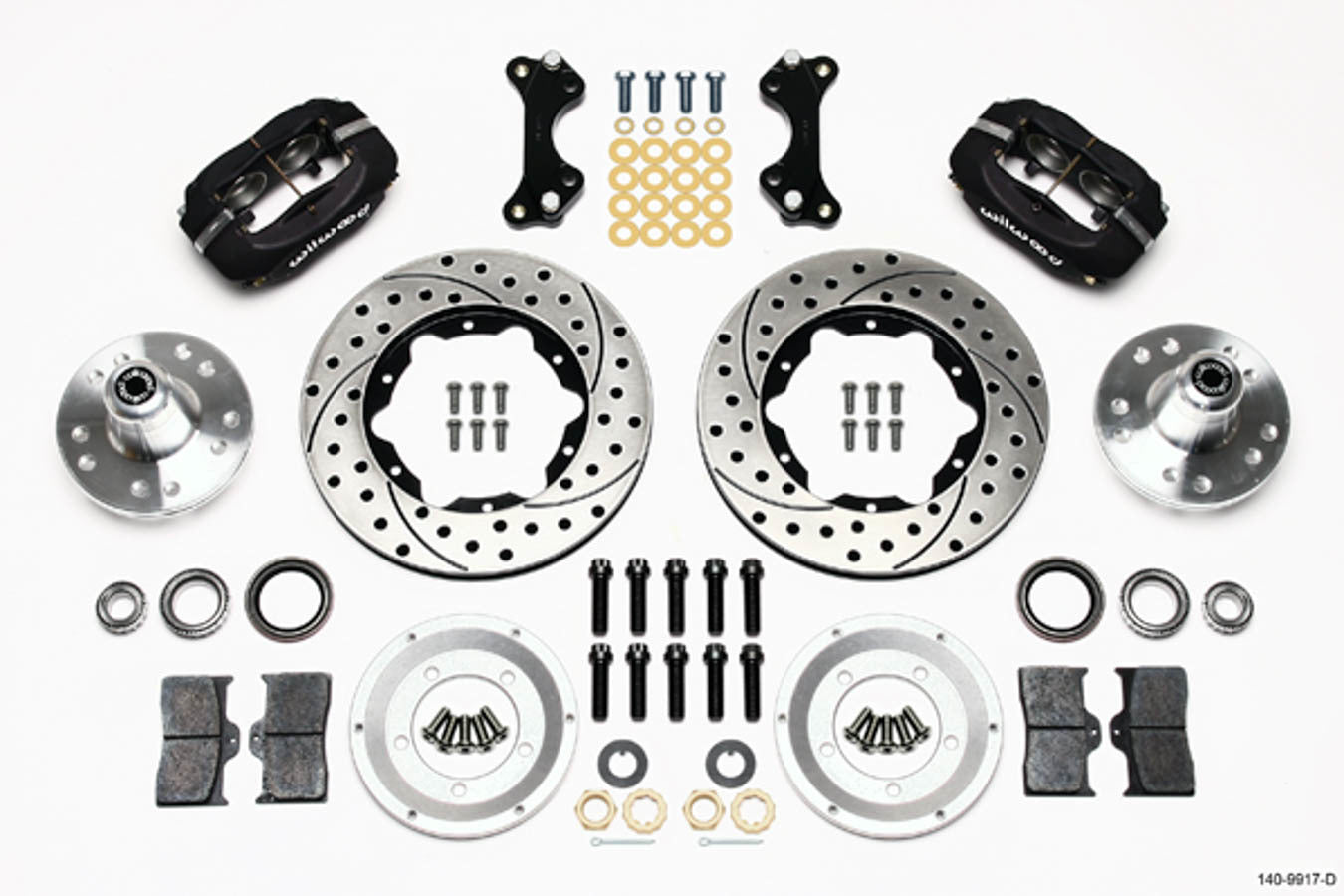 Wilwood 140-9917-D Dynalite Front Brake Kit with 11-Inch Drilled and Slotted Iron Rotors and Four-Piston Calipers