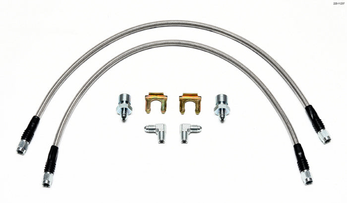 Wilwood 220-11237 Flex Brake Line Kit 22 Inch Length with Braided Stainless Steel and 3/8-24 Inverted Flare Male 90 Degree Inlet
