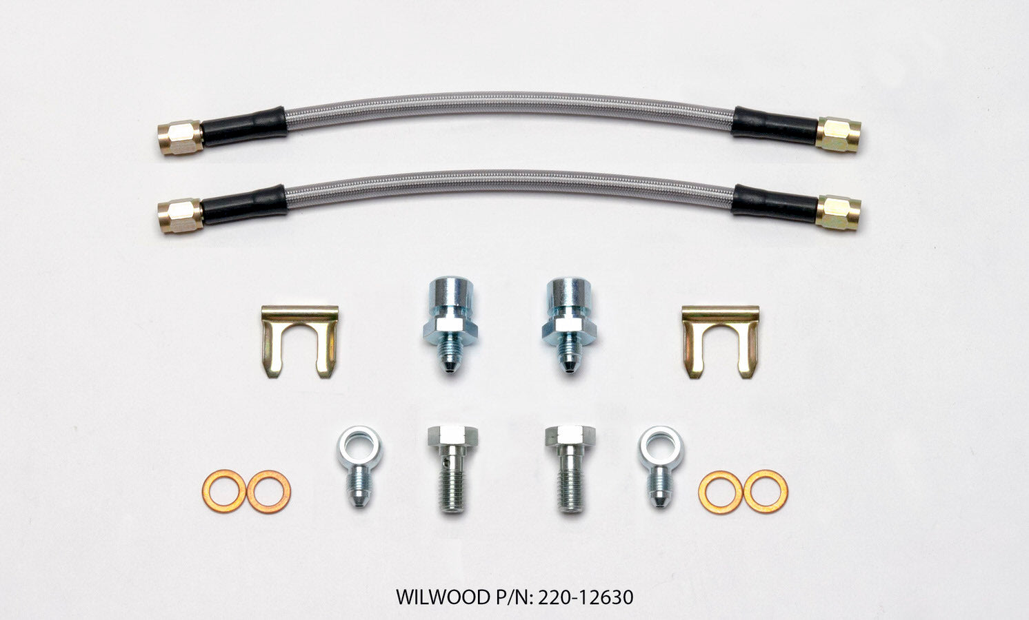 Wilwood Brake Hose Kit D154 10 Inch Braided Stainless Steel with 3 AN Fittings and Straight Inlet and Outlet