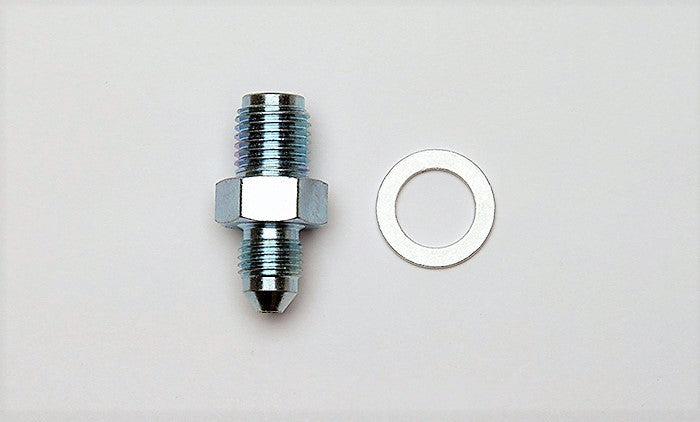 Wilwood Adapter Fitting -3AN Male to 7/16-20 Male with Crush Washer, Steel, Zinc Plated