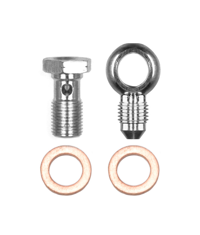 Wilwood Banjo Bolt Kit 3AN Male to 10mm x 1.00 Banjo Fitting with Zinc-Plated Steel Crush Washer