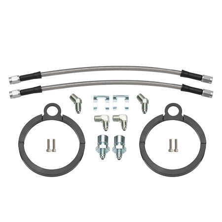 Wilwood 220-17289 Flexline Brake Hose Kit, 12 Inch, Braided Stainless Steel, 3/8-24 to 90 Degree Clamp-On Tab Fittings