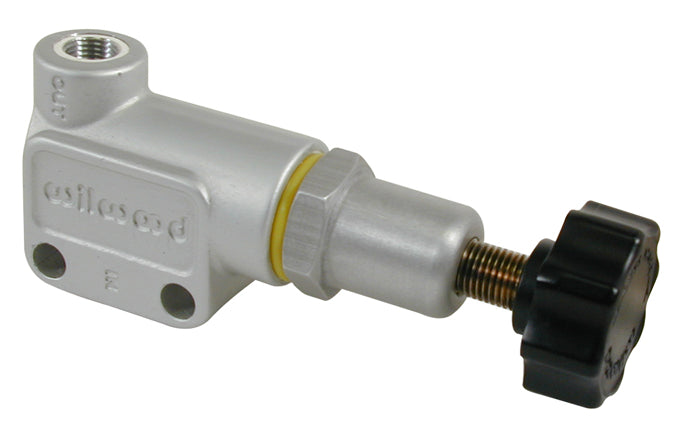 Wilwood 260-10922 Adjustable Proportioning Valve with Knob Style, 3/8-24 Inverted Flare Female Inlet and Outlet, Aluminum, Clear Anodized Finish