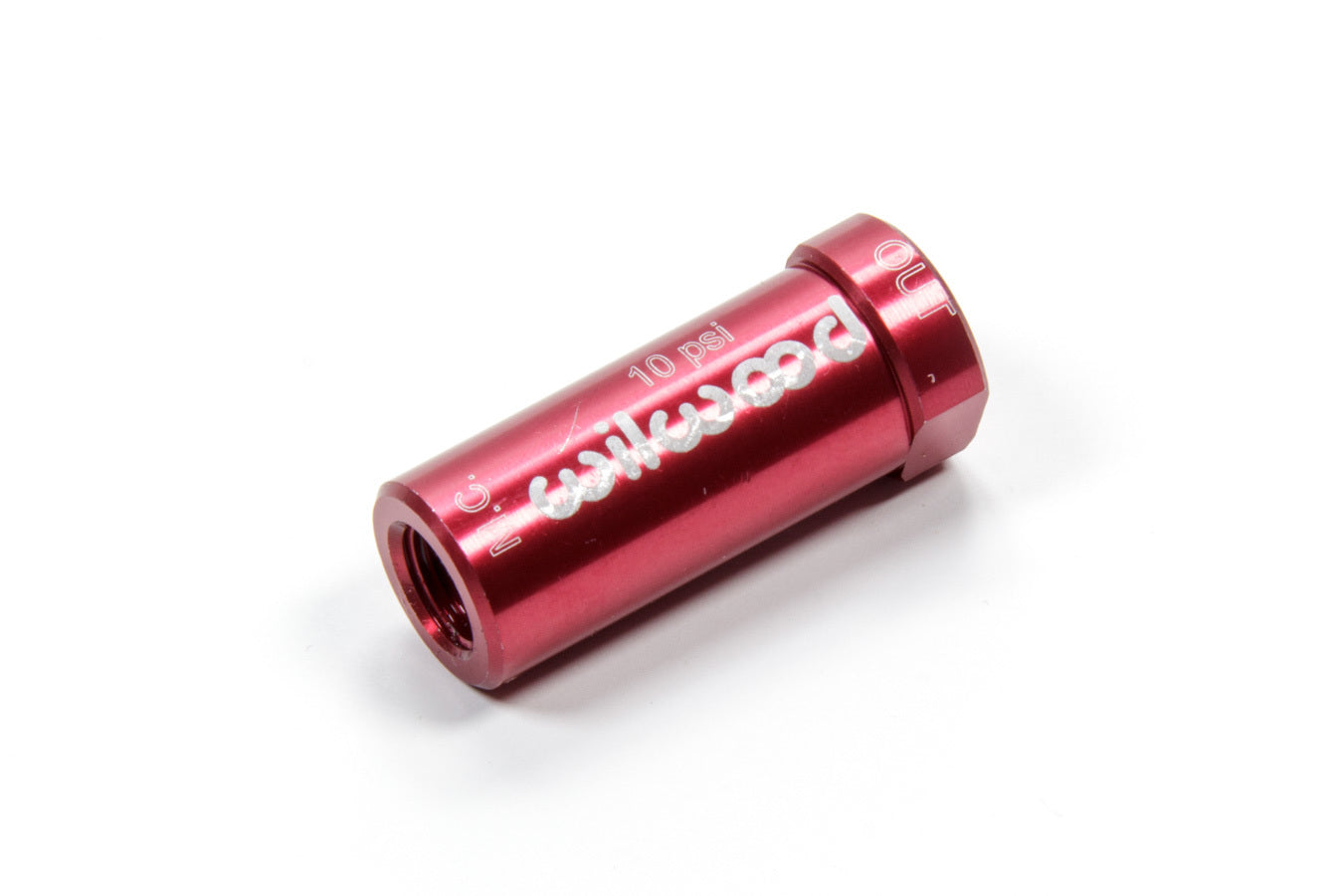 Wilwood Residual Pressure Valve 10 lb, Aluminum, Red Anodized, 1/8 in NPT Inlet and Outlet, Compact Design