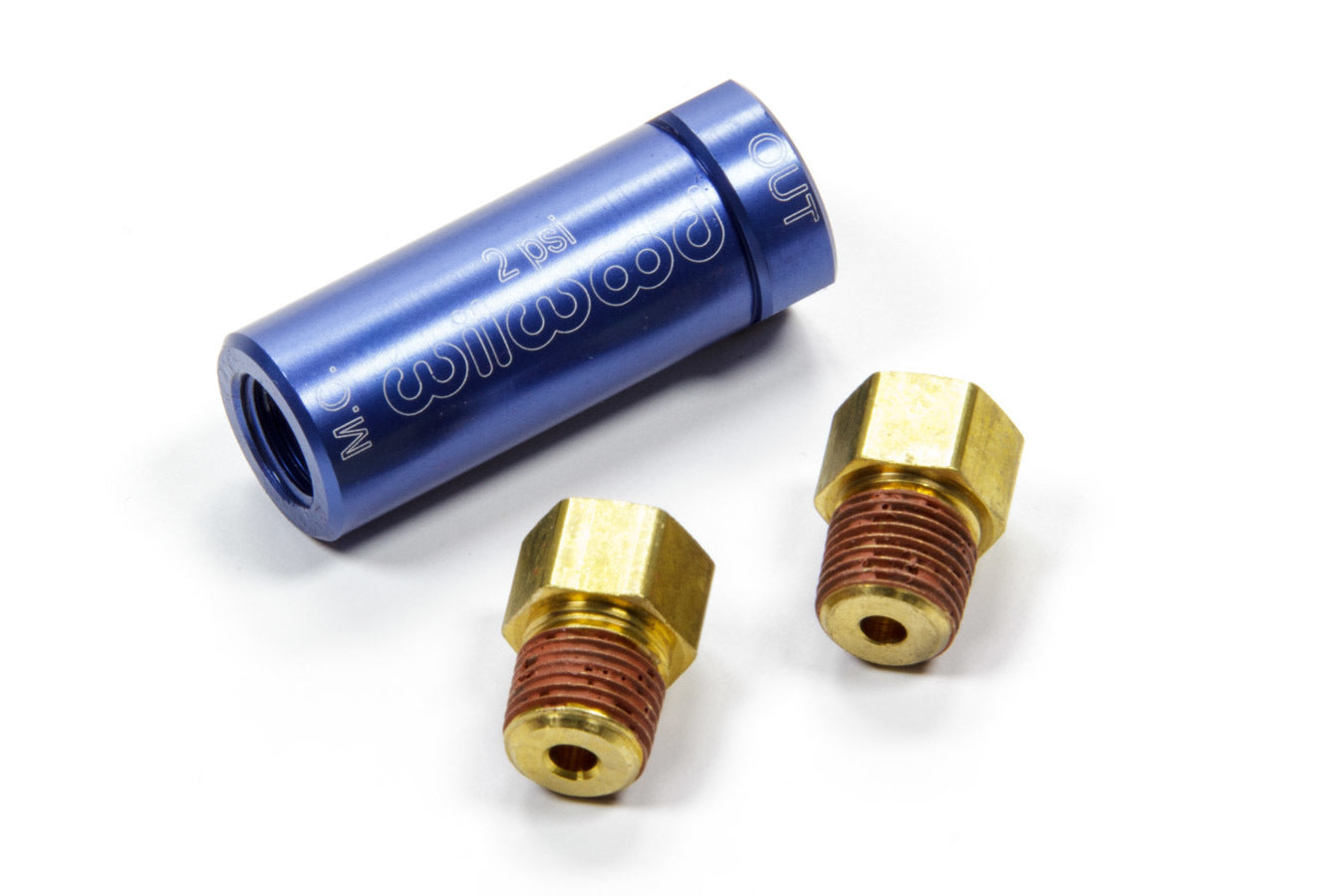 Wilwood 260-13783 Residual Pressure Valve, 2 lb, Aluminum, Blue Anodized, with 1/8 in NPT Inlet and Outlet, Includes 3/8-24 Inverted Flare Fittings