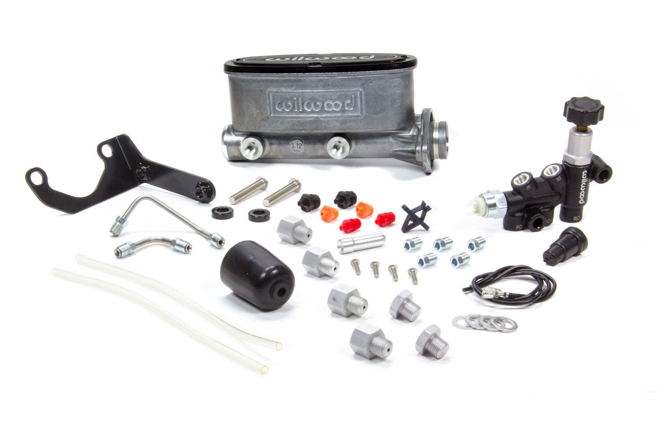 Wilwood Alum Tandem Master Cylinder Kit with Bracket and Prop Valve 1.125 Inch Bore