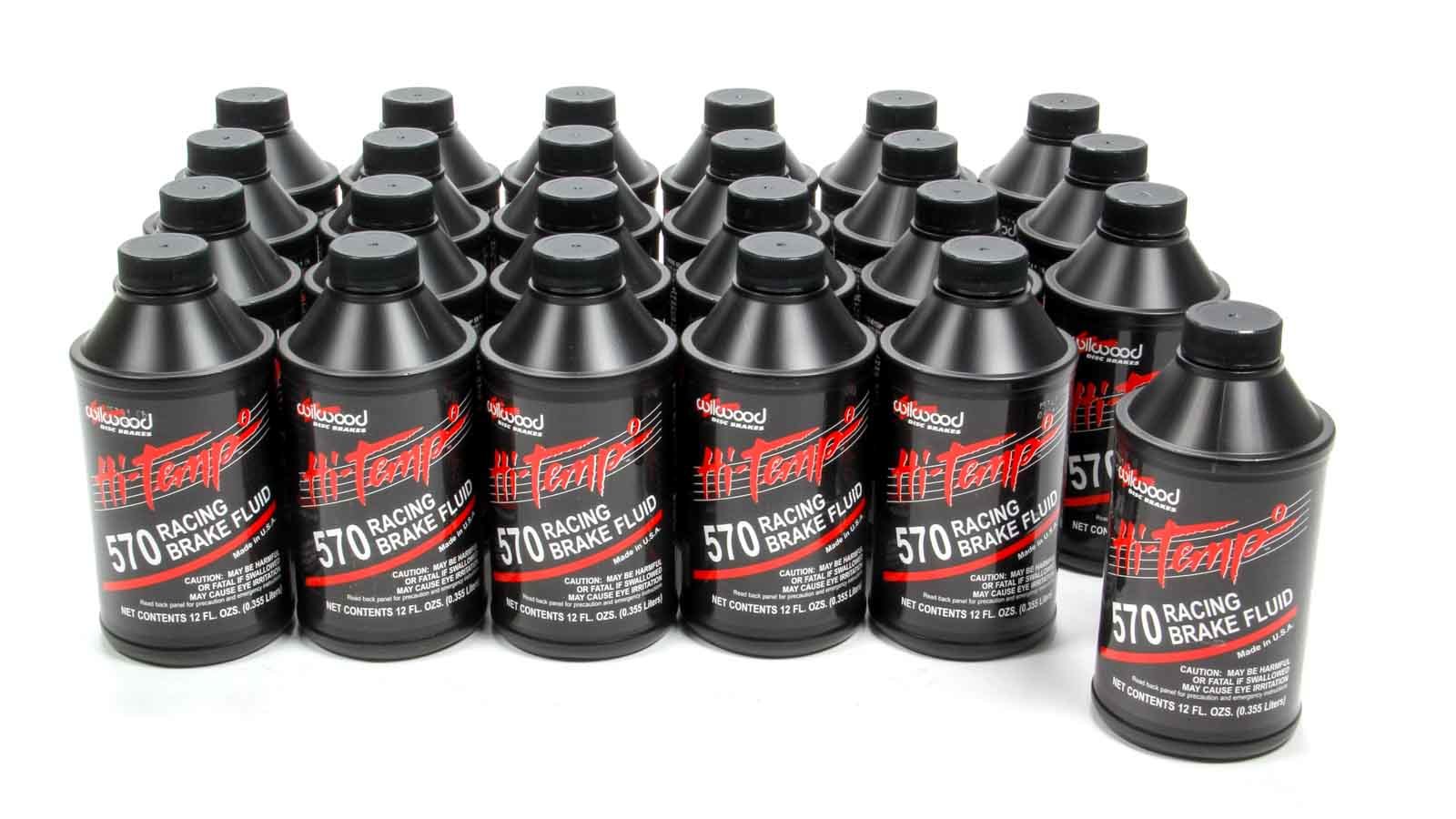 Wilwood Brake Fluid 570 Series DOT 3 High-Temp Racing Fluid 12 oz Bottle Set of 24