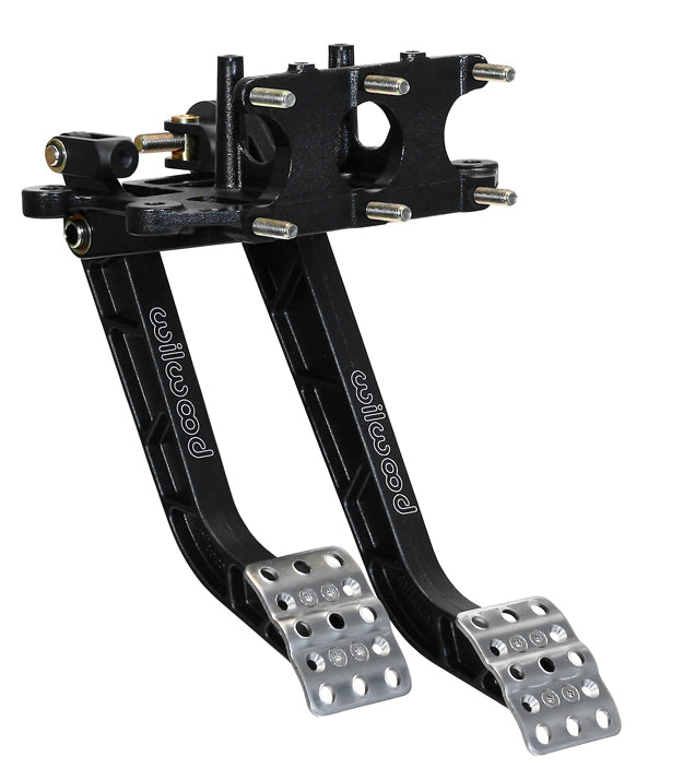 Wilwood Brake Pedal Assembly with Reverse Swing Mount for Clutch and Brake, Aluminum Black Finish, 10.14 to 11.89 Inch Length