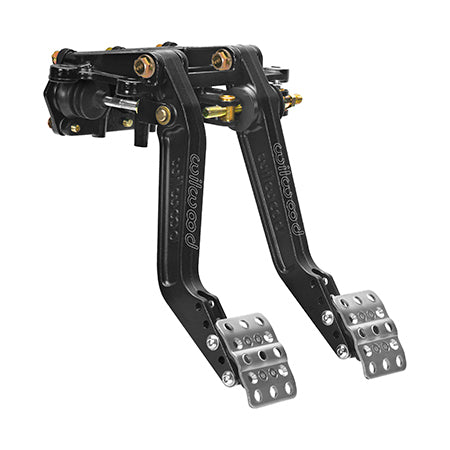 Wilwood 340-16350 Dual Pedal Assembly, Firewall Mount, 5.5-6.25 to 1 Ratio, 11 to 12 Inch Length, Aluminum, Black Finish