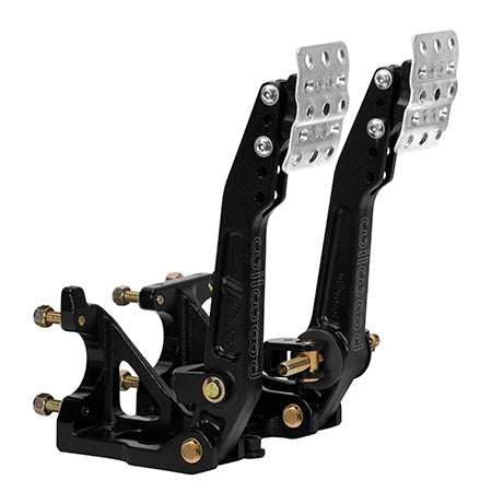 Wilwood 340-16606 Dual Pedal Assembly with Adjustable Floor Mount for Brake and Clutch, Aluminum, Black Finish