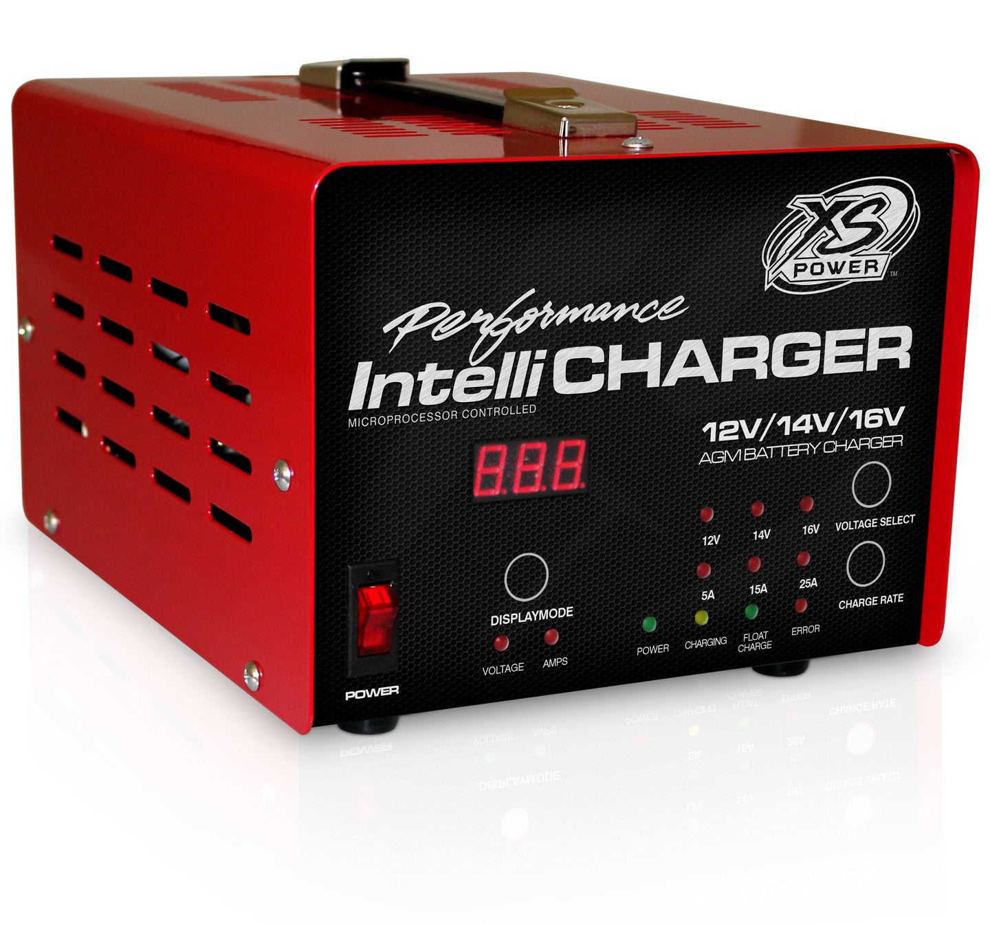 XS Power Battery 1005E IntelliCharger Series 12V, 14V, 16V AGM Battery Charger with Digital Indicator Lights and 3-Step Charging Program