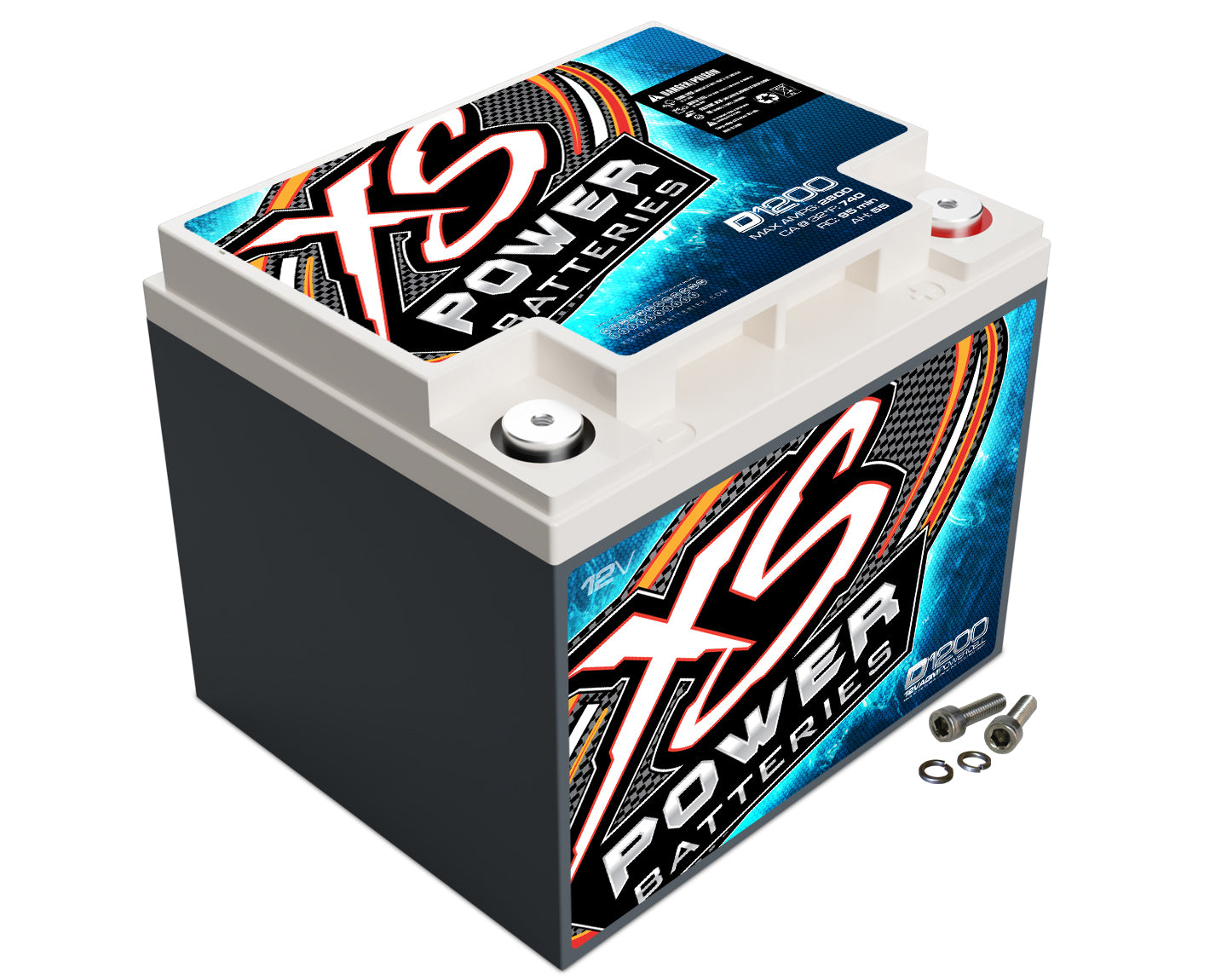 XS Power D1200 AGM Battery, 12V, 740 Cold Cranking Amps, Threaded and Top Terminals