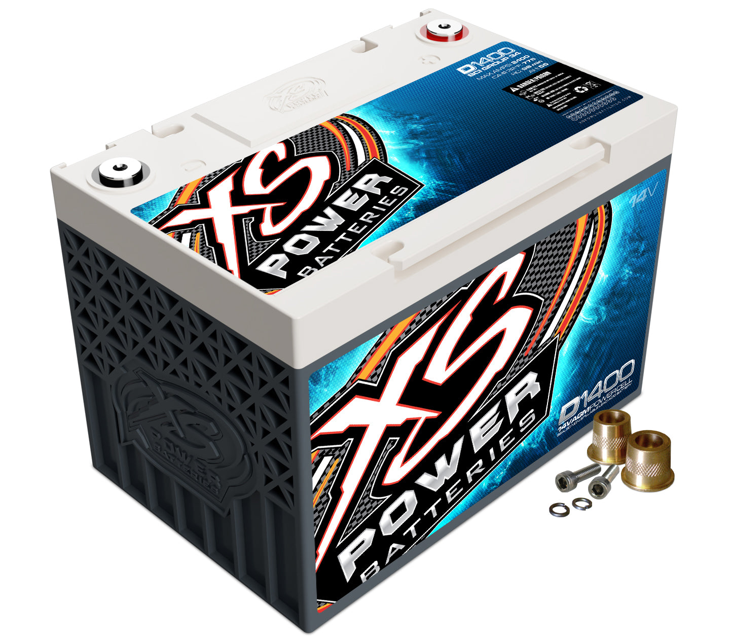 XS Power Battery D1400 AGM Battery 14V 675 Cranking Amps with Threaded Terminals