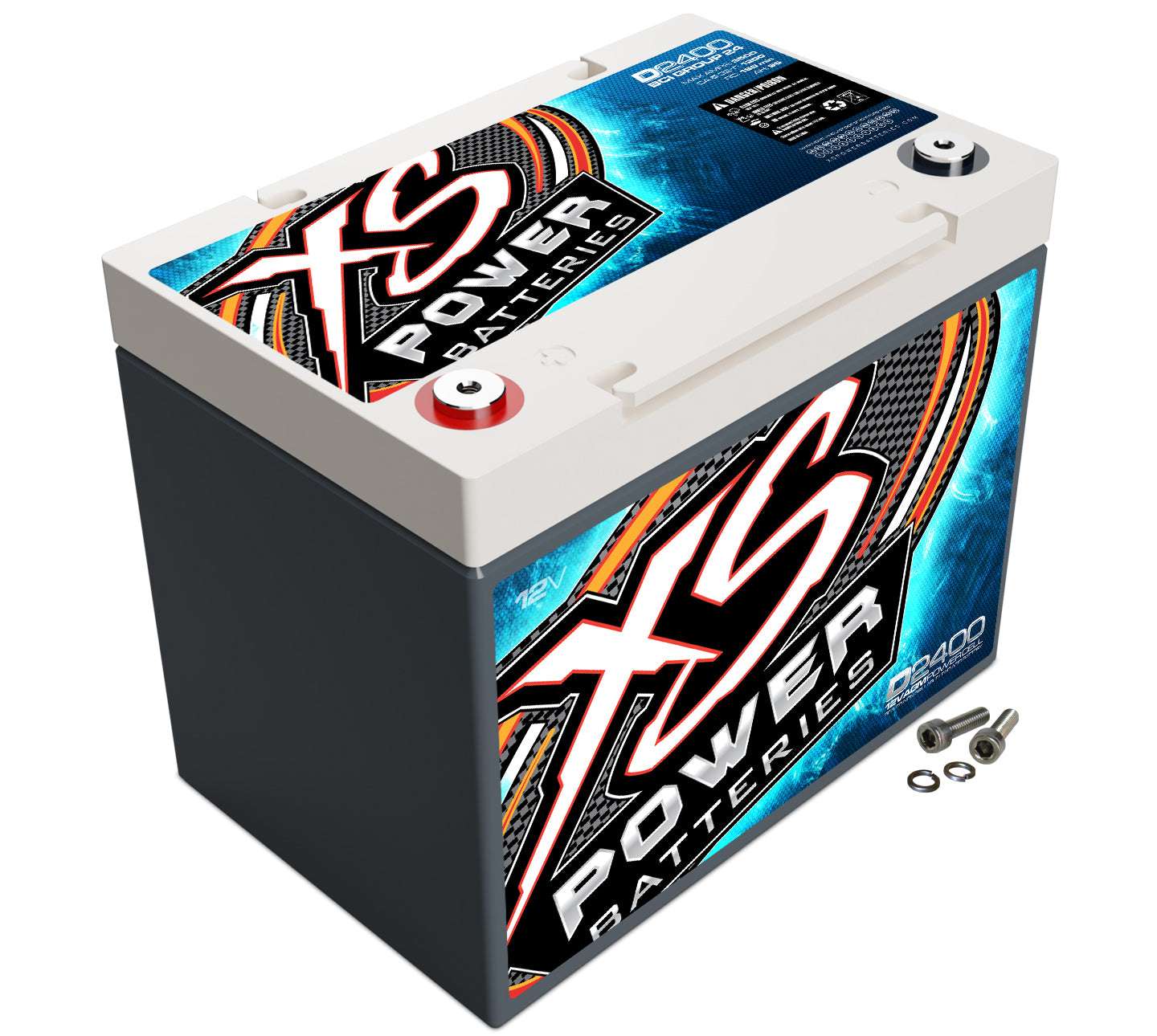 XS Power Battery D2400 AGM Battery 12V 1200 Cold Cranking Amps with Threaded and Top Terminals