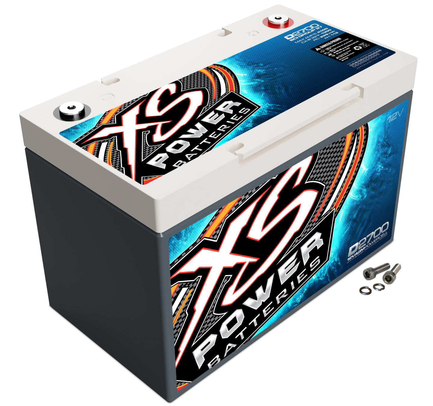XS Power D2700 AGM Battery 12V 1300 Cold Cranking Amps with Threaded and Top Terminals