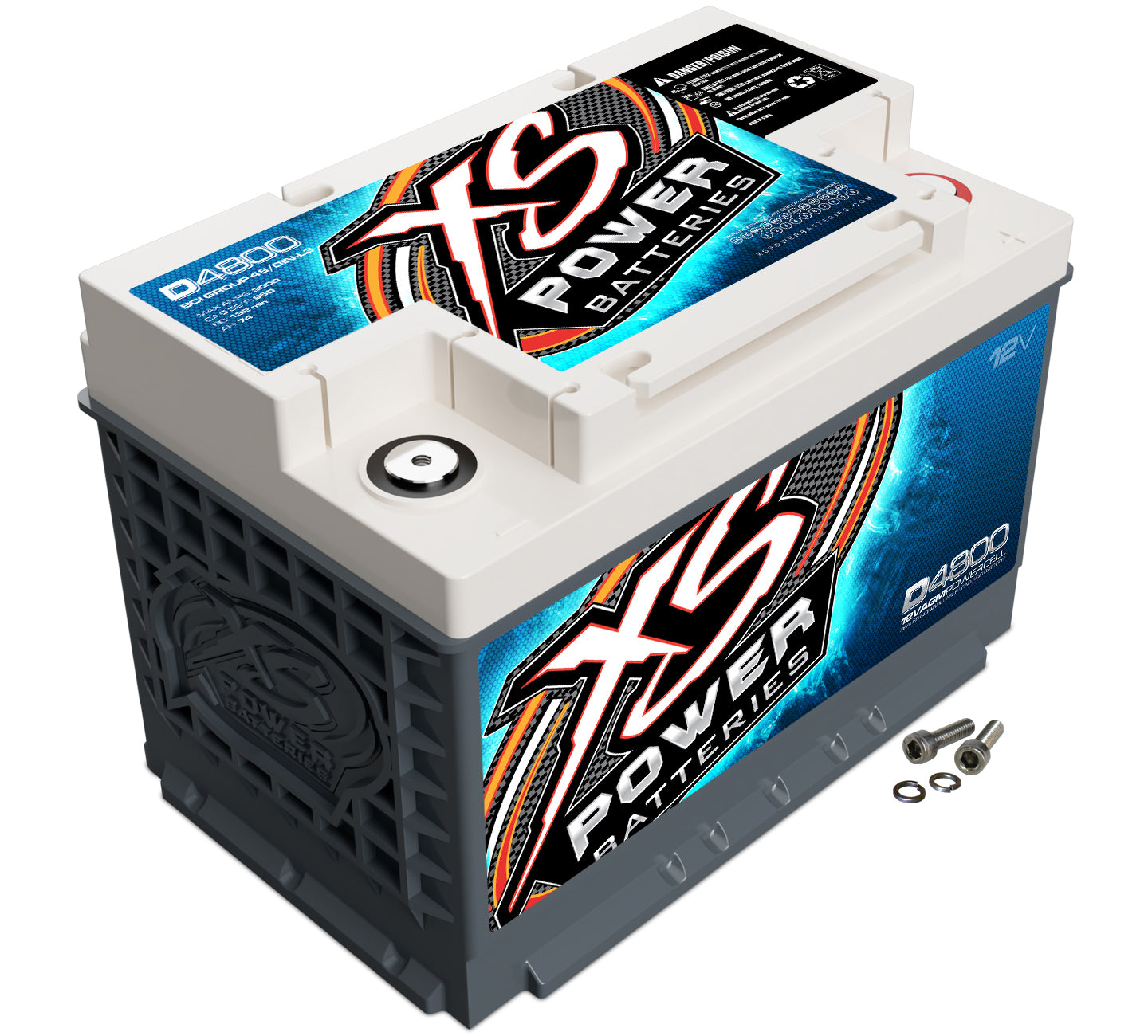 XS Power D4800 AGM Battery, 12 Volt, 815 Cranking Amps, Threaded and Top Terminals