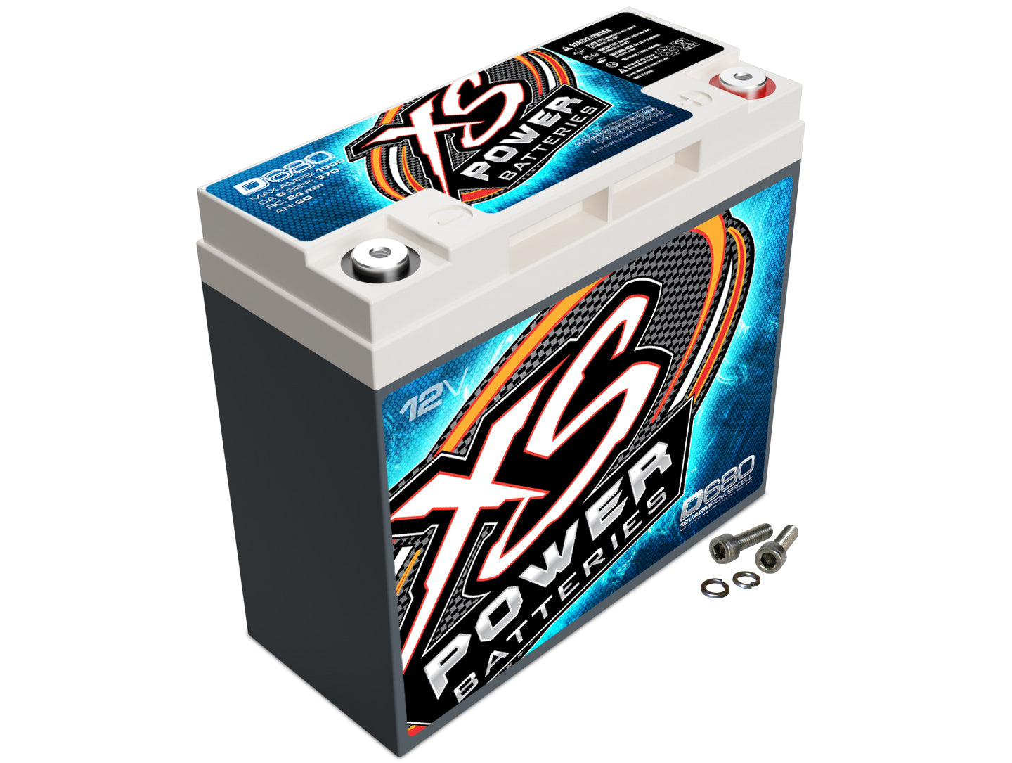 XS Power D680 AGM Battery 12 Volt 370 Cold Cranking Amps with Threaded Top Terminals
